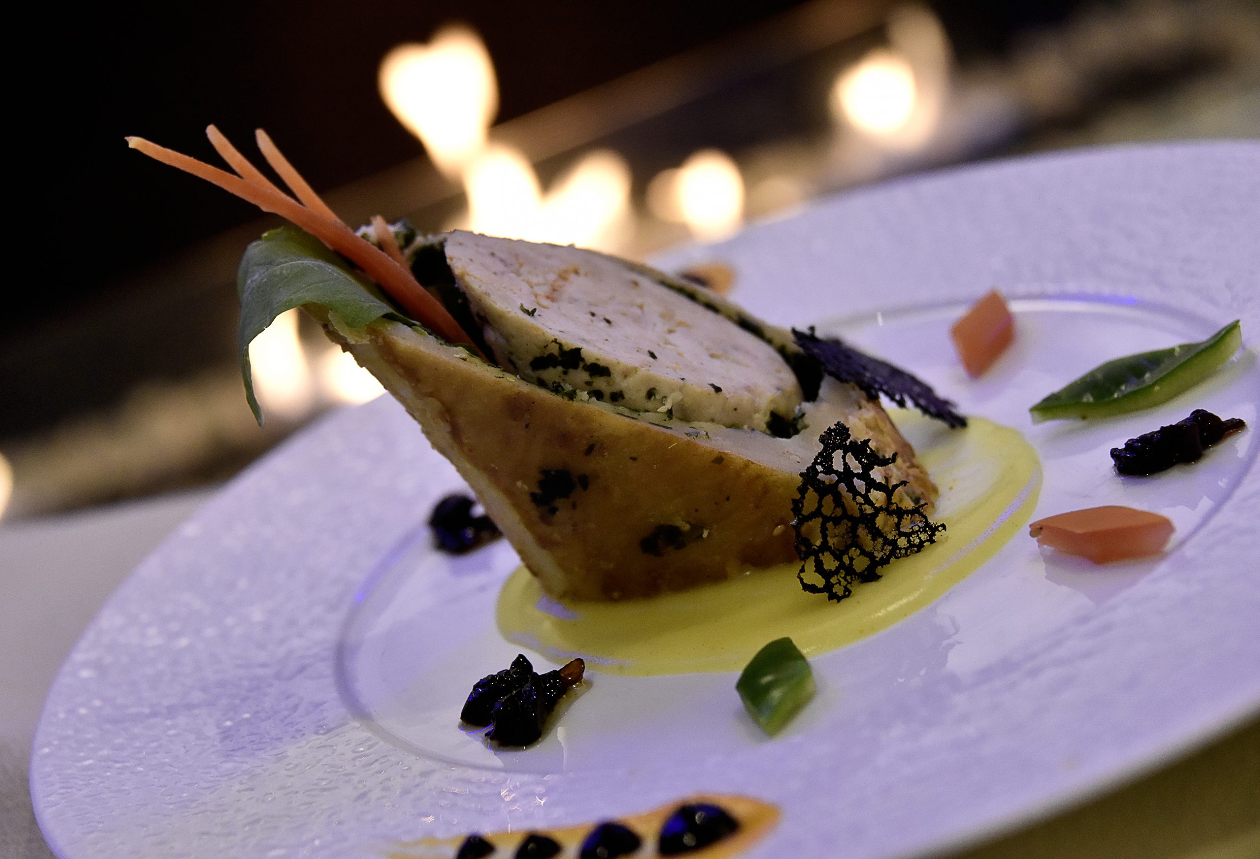 Assiette gastronomique servie lors d'un évènement